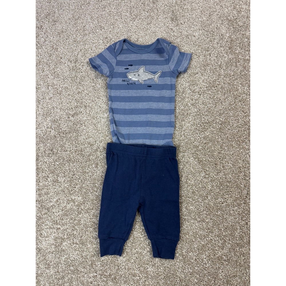 Just One You by Carters Baby Boy 2pc Shark Bodysuit and Pants Set Blue 3M